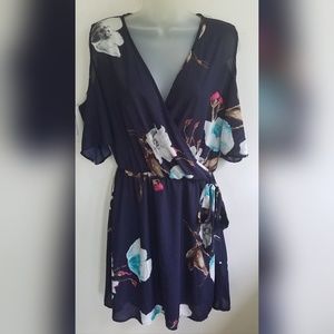 Charlotte Russe Cold Shoulder Faux Wrap Dress